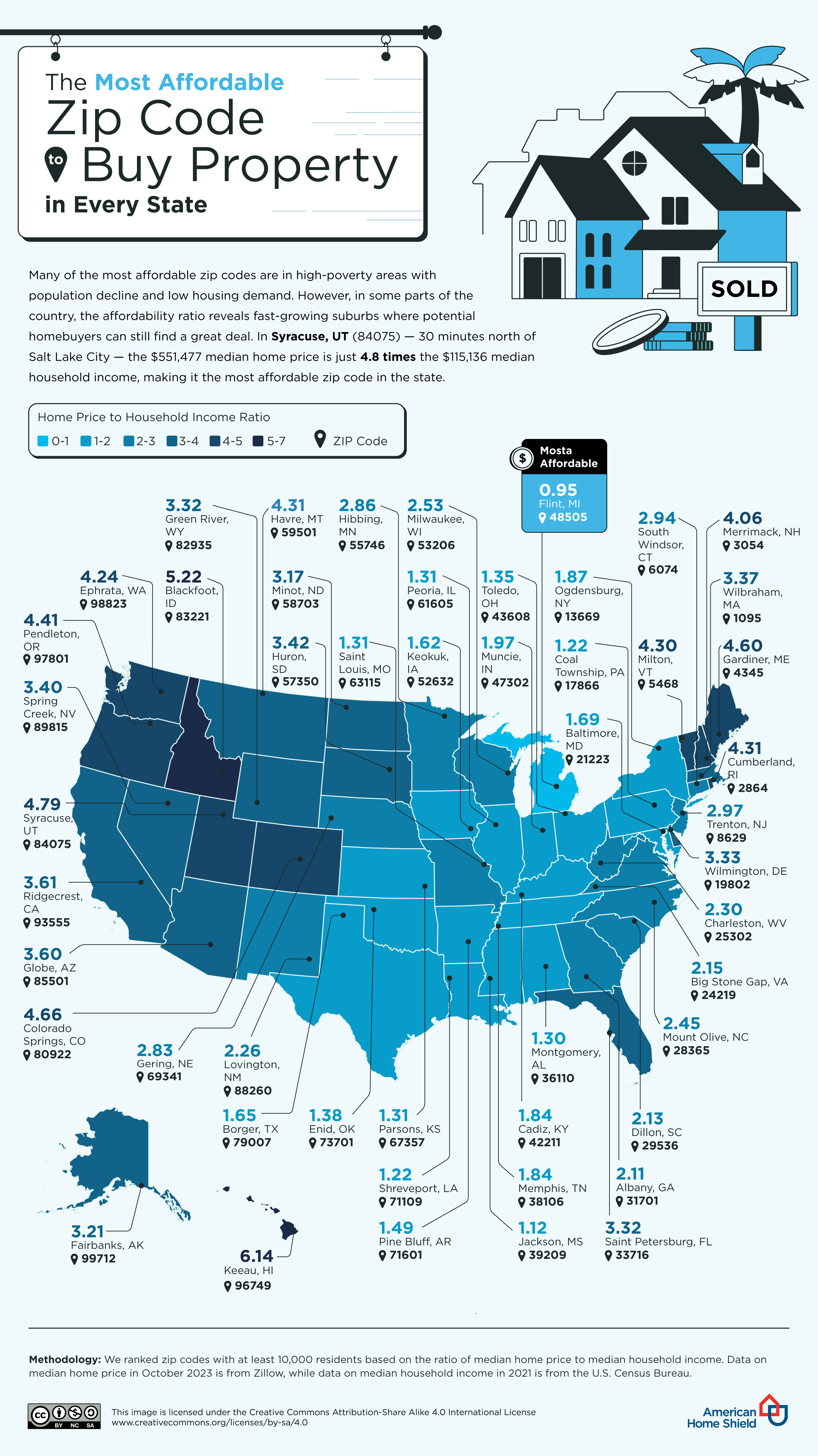 Map showing the



    <h2>The Least Affordable ZIP Code in Each State</h2>

    <p>The least affordable ZIP code in each state is often found in part of a bustling city. <b>Illinois's</b> is <b>60653</b>, a ZIP code that encompasses parts of Oakland (once one of the <a href=