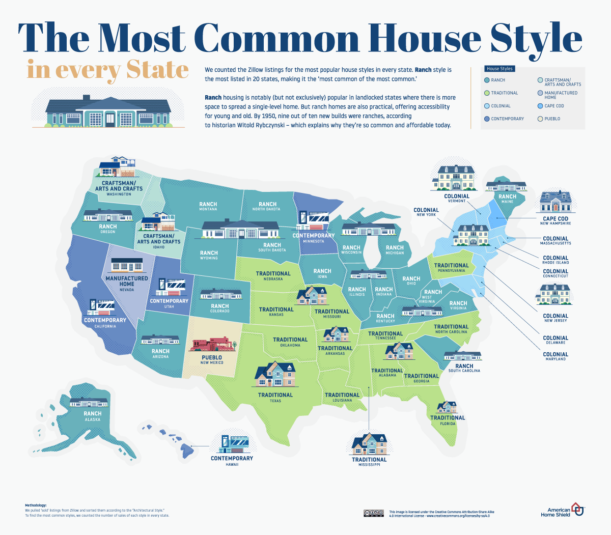Most Common House Style in Every State