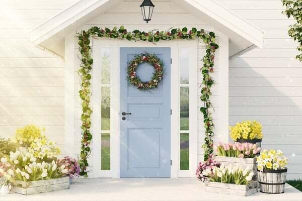 spring decorated frontdoor