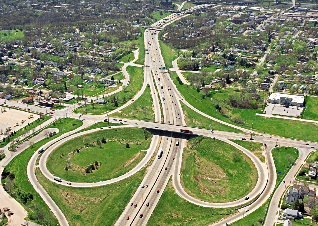View of Omaha freeway and houses from above