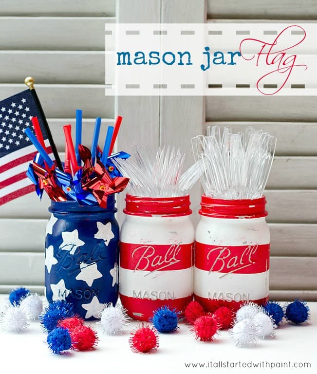 mason jar flags red white blue